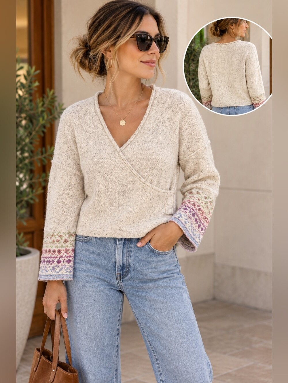 Anthropologie pilcro drew surplus faux wrap front sweater sz small